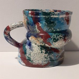 Unique Vintage Studio Pottery Charles Nalle Coffee Mug Artist Signed Abstract B